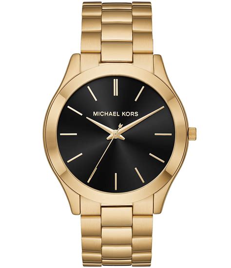 michael kors mini slim runway gold tone watch|Michael Kors men's watches black.